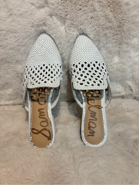 Sam Edelman Shoes - Sam Edelman White Woven Pointed-Toe Slingback Mules